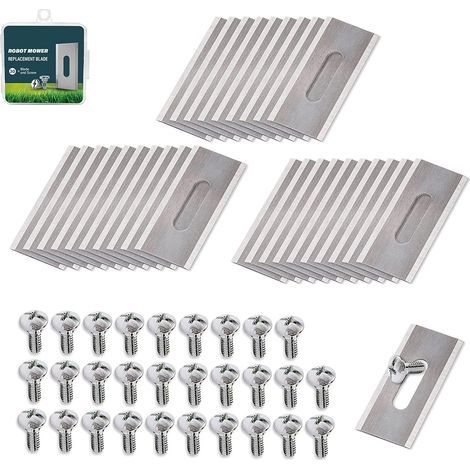 30 Pièces - Lame Robot Tondeuse - Lames De Rechange - Acier Inoxydable Double Tranchant Pour Husqvarna Gardena McCulloch - Argent - 36,5x18,5cm (1/5)