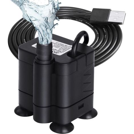 Mini Pompe à Eau, 200L/H USB Aquarium Pump Ajustable Ultra-Silencieux Animaux Pompe, Pompe Eau Submersible D'aspiration Inférieure pour Aquarium, Culture Hydroponique DC 5V 1-3W