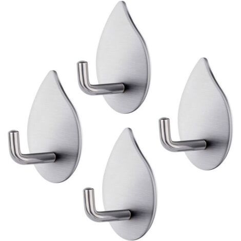 Crochet Adhésif, 4 Pièces Crochet Autocollant Acier Inox 304 Patere Murale Imperméable Résistant Porte Serviette Salle de Bain Capacité 3kg Crochet Mural pour Chambre Cuisine Salle de Bains