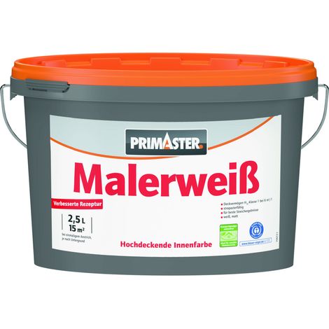 Primaster Wandfarbe Malerweiß konservierungsmittelfrei 2,5 L Lack