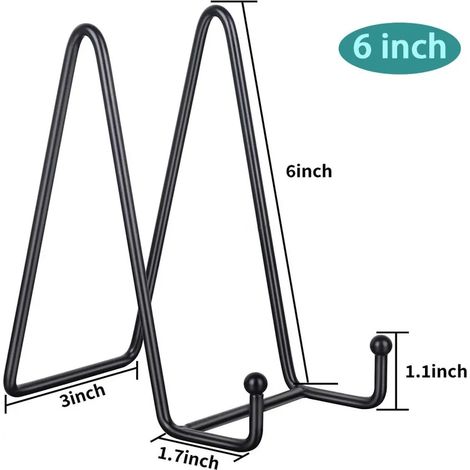 (Noir L-6 pouces) Présentoir à magazines en fer forgé, égouttoir à vaisselle, porte-assiettes, porte-bols, cadre photo, support pour livres photo, support sur pied, décoration intérieure, rangement, o (1/5)