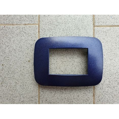 TrAdE Shop Traesio - Placca Placchetta Placchette Compatibili Per Serie Axolute Bticino Colorate Fori - Blu metallizzato -3 fori -