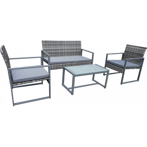 Salotto da giardino bassi 4p in resina intrecciata grigio scuro ESNA