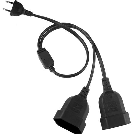 Rallonge Fiche Plate 50cm Multiprise Plate 250 V/2.5 A Max 2 en 1 Prise Plate Derriere Meuble pour Lampe de Projecteur de Moniteur D'ordinateur TV PC (Noir) (1/5)