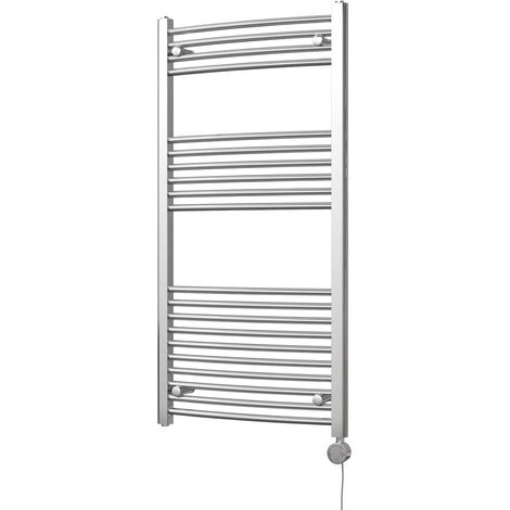 Zennor - Chrome Electric Towel Rail H1200mm x W600mm Curved 400w Thermostatic (1/3)