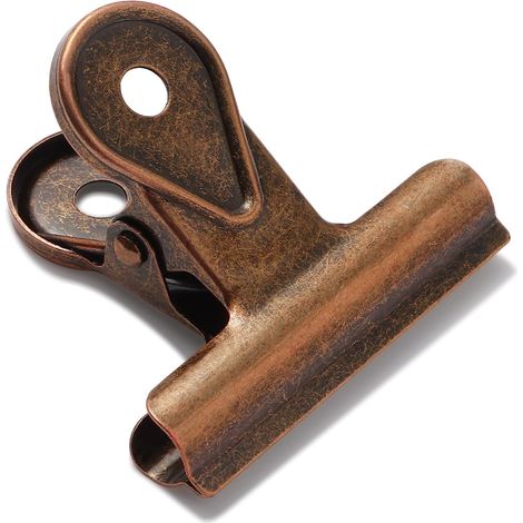 Pince Bulldog - 4 pages vivantes - Pince à chips - Pince pour sachet de snacks - Pince de rangement pour bureau et cuisine - Pince de suspension - Pince de fermeture pour sachet de pain - Bronze rouge