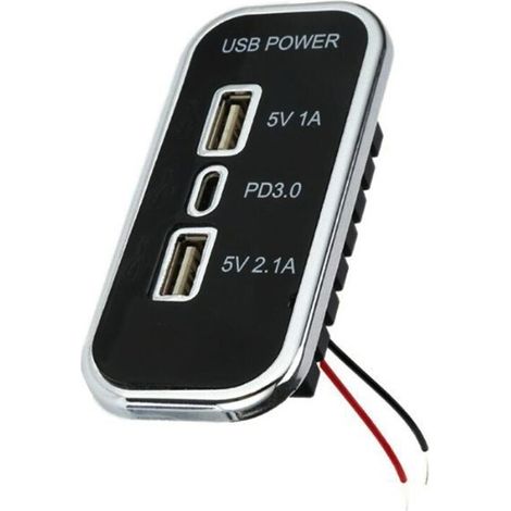 Crezuo Dual-USB- und PD-Schnelladapter für Kfz-Ladebuchse, kompatibel mit LKWs, Wohnmobilen und Booten (12–24 V)
