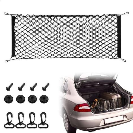 Red para equipaje, coche, autocaravana, red para maletero, 110 x 40 cm, red elástica de doble capa para maletero. (1/5)