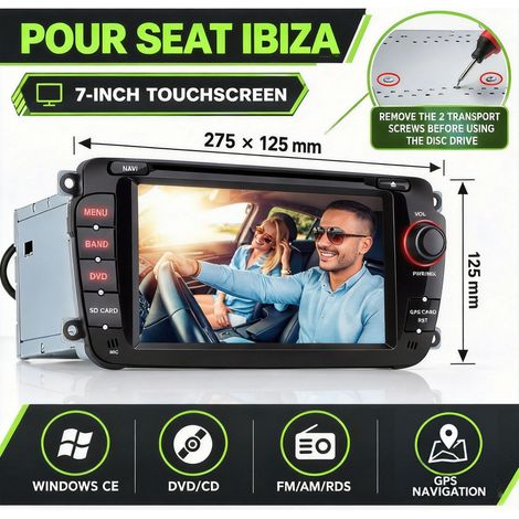 7 pouces Carplay Autoradio pour SEAT IBIZA Système Wince BT DVD/CD JUNSUN (1/5)