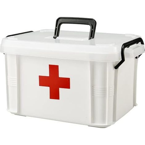 boîte à médicaments multifonctionnelle pour la maison, pour ranger les fournitures médicales à domicile, plastique à deux étages, 9,25 x 6,49 x 5,31 pouces / 23,5 17,5 13,5 cm (1/4)