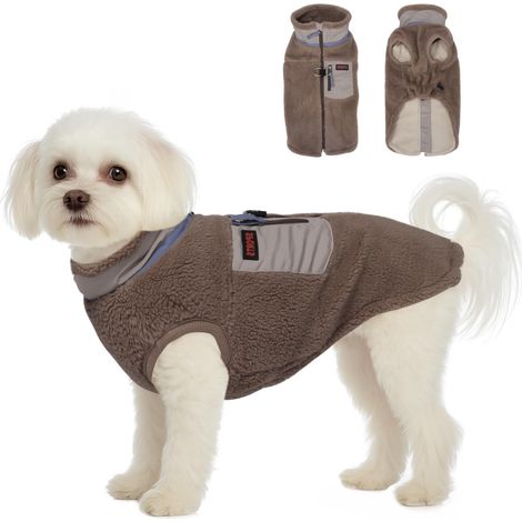Manteau d'hiver en polaire pour chien Veste chaude coupe-vent de protection contre le froid pour animaux de compagnie Gilet confortable d'extérieur avec bague en D (1/5)