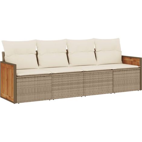 Set Divano da Giardino 4 pz con Cuscini Beige in Polyrattan vidaXL (1/5)