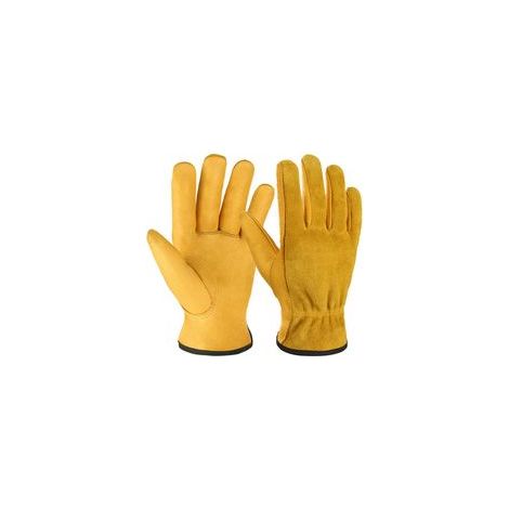 Gants de travail de protection pour hommes et femmes, gants de jardinage, gants de cyclisme, gants en cuir, antidérapants, résistants à l'usure, respirants et confortables (M)