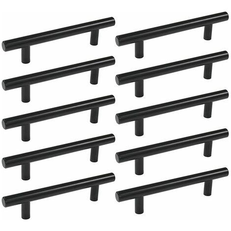 10pcs 160 mm T Bar Baton Cuisine Armoire Porte Poignées Placard Tiroir Chambre Meubles Tirer Noir (1/5)