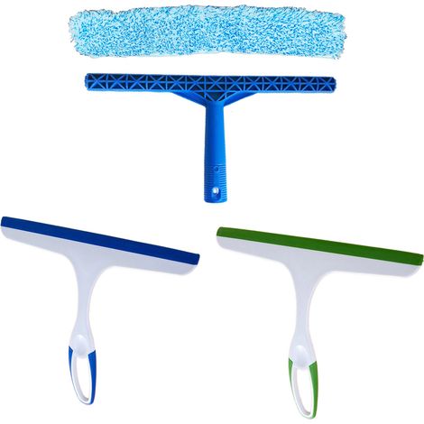Raclette Fenetre - 25.5 x 18 cm - Poignee Ergonomique Aluminium PP Caoutchouc - Pour Douche Miroir Vitre Verre Carrelage - Lot de 3 Pièces (1/5)