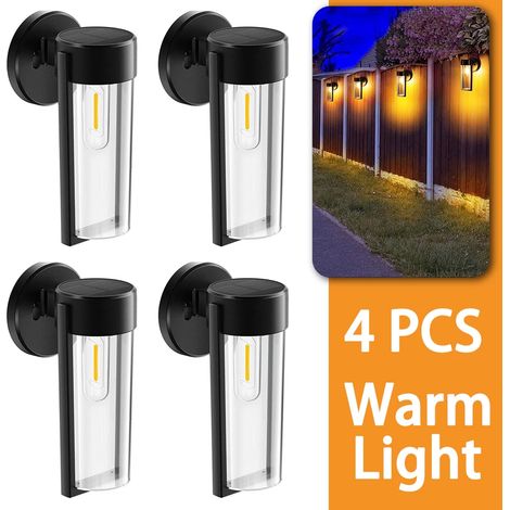 (Applique murale - Lot de 4) Applique solaire LED extérieure, allumage/extinction automatique, étanche, décoration pour jardin, porche, clôture, poteaux, pelouse (1/5)