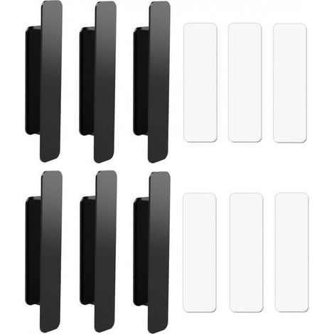 Poignées autocollantes - 6 pièces - poignées de meubles - 110 mm - avec ruban adhésif double face - pour portes, fenêtres, tiroirs, armoires - noir (1/5)