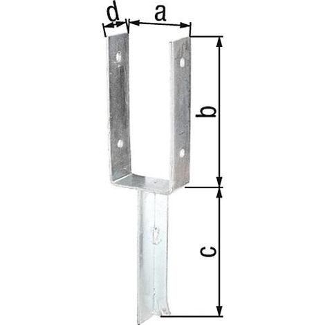 Etrier forme U, fer T 91x200mm, galvanisé a chaud