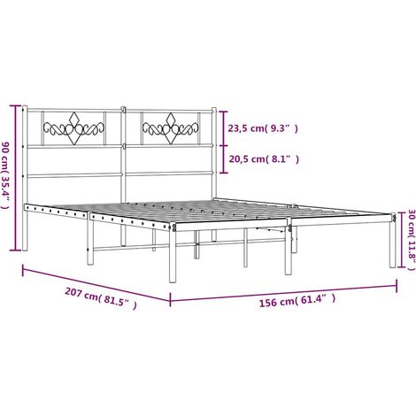 VIDAXL METAL BETRAME con testiera, bianco, 150 x 200 cm, letto in metallo, montaggio semplice (1/5)