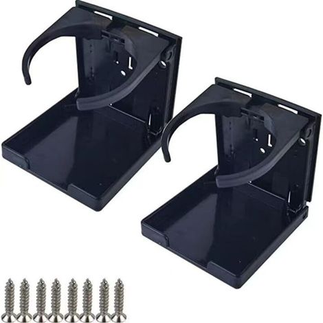 Set of 2 foldable black car cup holders with screws, 6.2 cm to 10.4 cm, for various vehicle types (1/5)
