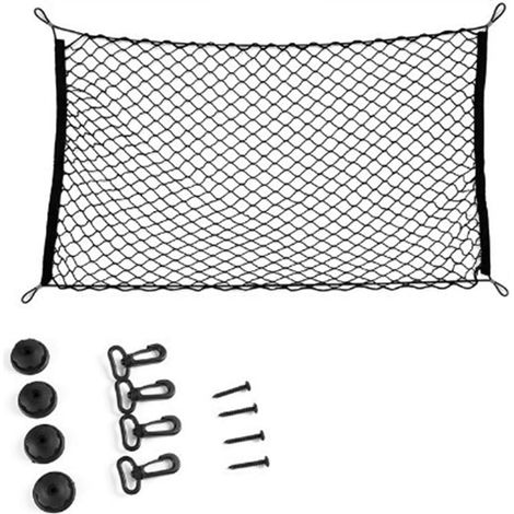 Filet de rangement élastique pour coffre de voiture pour un rangement sécurisé des bagages lors de longs voyages et aventures sur la route (1/5)