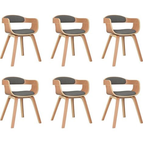 Maison Exclusive - Chaise à manger lot de 6 gris clair bois courbé et tissu (1/5)
