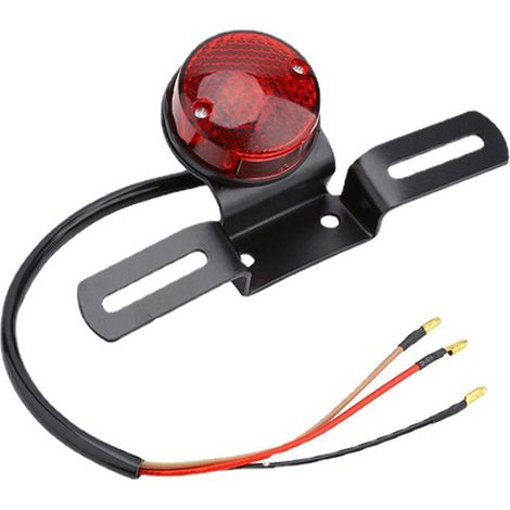 Feu arrière moto avec support plaque d'immatriculation étanche ultra lumineux universel pour modification motocyclette (1/5)