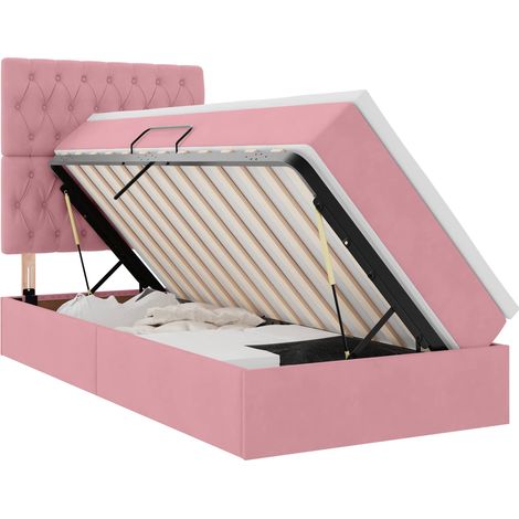 Maison Exclusive - Letto con contenitore e materasso Rosa 90 x 200 cm Velluto