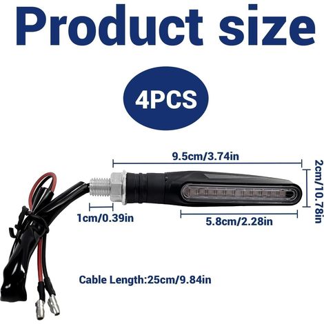 4 Pièces Clignotant Moto Led,12 V,Matériau ABS/PC,Étanche,Lumière Ambre,Scooter Quad Cruiser