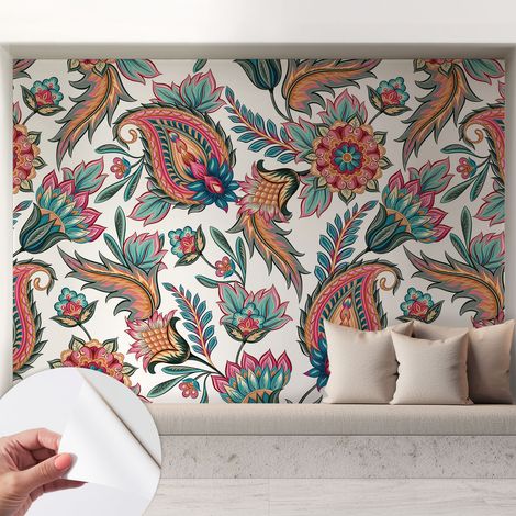 Papier peint autocollant Mural avec colle pour salon et chambre Décoration murale rapide Motif oriental 208x146 cm (1/5)