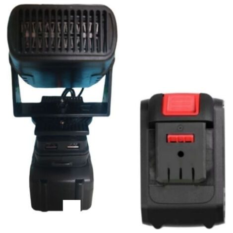 BUNTHAUS Chauffage d'appoint électrique compatible avec la batterie Dayi série A3, rotation à 360°, petit ventilateur, double port USB, 2 réglages de température, câble de 60 cm