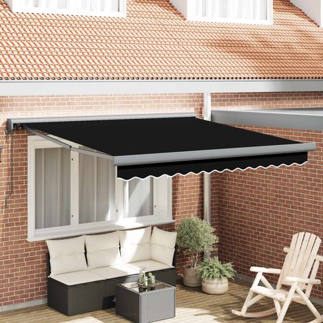 Toldo retráctil Negro 350 x 250 x 165 cm Tela y Metal