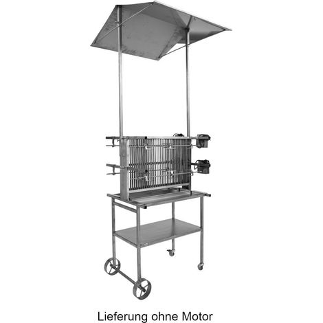 Schneider fahrbarer Vertikalgrill mit Dach Gesundheitsgrill 4-fach Edelstahl 66 cm breit Grillspieß