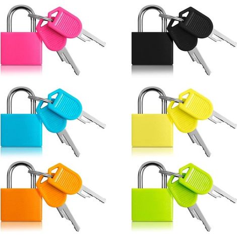 Set di 6 lucchetti per valigie con chiavi, disponibili in 6 colori, per bagagli a mano, valigie da viaggio e agende. (1/5)