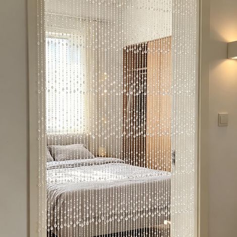 Rideau De Perles Transparent 90 X 200 Cm, 60 Fils en Plastique (1/5)