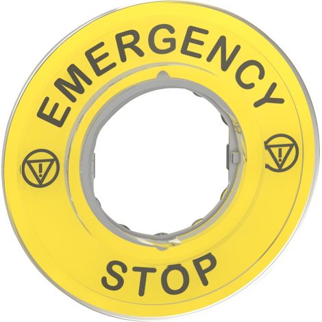 etiquette circulaire - arret d'urgence - d60 - emergency stop - schneider zby9320 (1/2)
