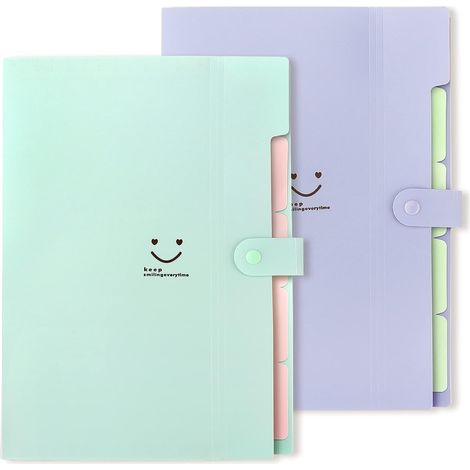 Dossier Accordéon - Pour Documents A4 et Format Lettre - 5 Pochettes Extensibles - Fermeture Par Bouton Pression - 2 Pièces (1/5)