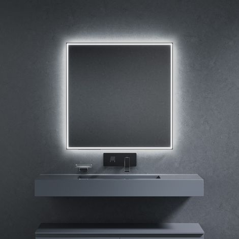 Inda - Spiegel LED Pirano+ 80x80cm schwarz dimmbares Licht und Intensität