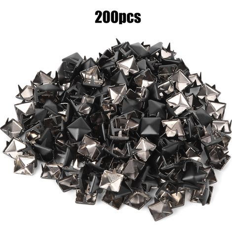 200 Rivets Carrés Métal Noir Mat 9mm DIY Accessoires Déco Chaussures Sacs Chapeaux Tendance (1/5)