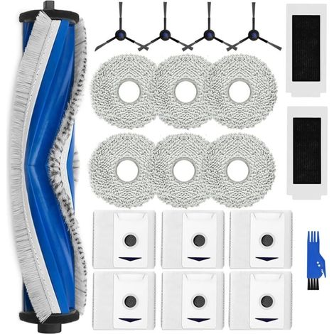 Accessory kit for ECOVACS DEEBOT T30 Omni/T30 PRO Omni, 6 antibacterial dust bags, 6 mop pads, 1 main brush, 2 filters, 4 side brushes, spare parts (1/4)