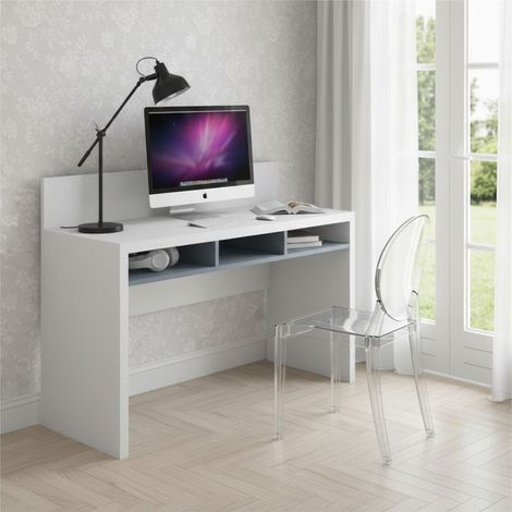 Scrivania angolo studio design moderno - L'angolo studio perfetto per la tua casa - Bianco e Avio (1/5)