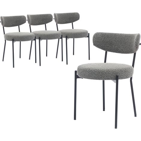 Chaises de Salle à Manger en Fausse Fourrure Lot de 4 Chaise Salle a Manger Moderne, Chaise de Cuisine sans Accoudoirs,GRIS (1/5)