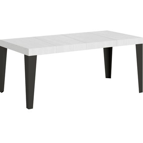 Table extensible 90x90/246 cm Flame Premium Frêne Blanc structure Anthracite