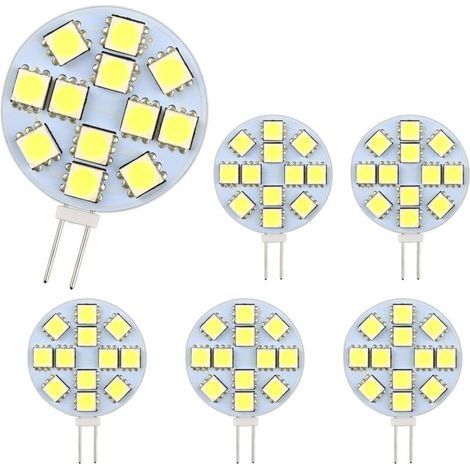 Ampoule G4 LED 2W, AC/DC12-24V, 200LM Blanc Chaud 3000K, 12x 5050SMD, Équivalent Ampoule Halogène 20w, Non-Dimmable, G4 Ampoule Ronde LED pour Lumière d'armoire, Éclairage Encastré, Lo