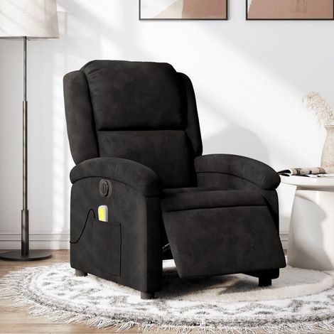 Fauteuil inclinable de massage électrique-Chaise de relaxation-Fauteuil Relax noir velours 370007 (1/5)