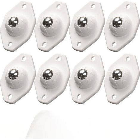 Lot de 8 Mini Roulettes Plates Acier 360° Blanc - Universelles pour Petits Appareils & Boîtes de Rangement (1/4)