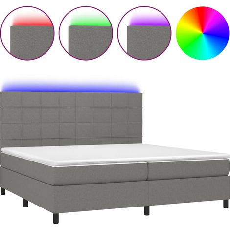Maison Exclusive - Boxspringbett mit Matratze & LED Dunkelgrau 20