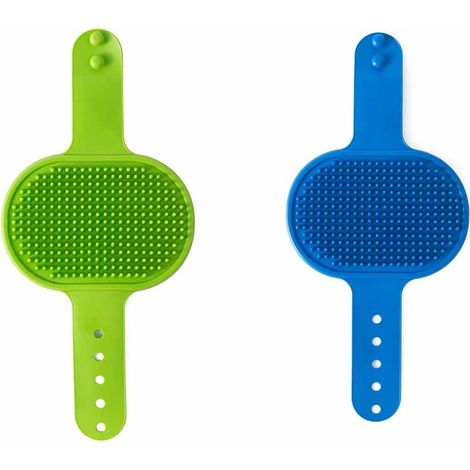 Lot de 2 brosses de toilettage pour chien, brosse de bain en silicone souple de qualité supérieure, poignée réglable, peigne apaisant pour poils longs et secs (1/5)