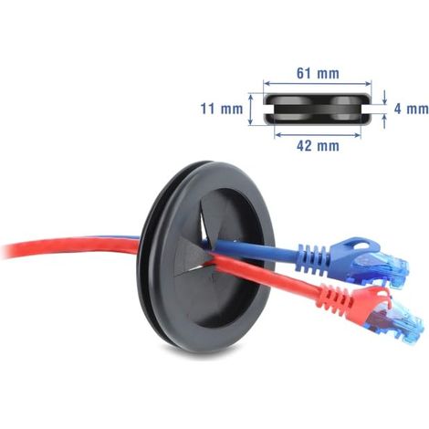 DELOCK PASSE-CÂBLE ROND EN CAOUTCHOUC - DIAMÈTRE : 50 MM - NOIR 67332