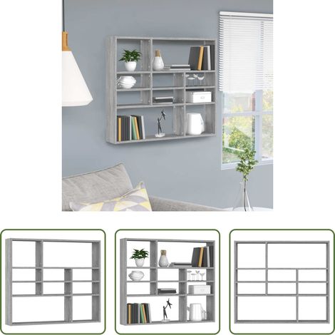 Holzregal - Wandregal Grau Sonoma 90x16x78 cm Holzwerkstoff (1/5)